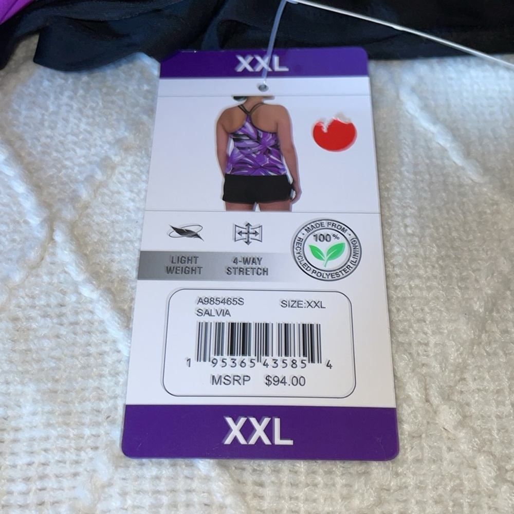 NWT ZERO X POSUR Women's Purple Leaf Print Top. Size XXL. - Picture 3 of 7